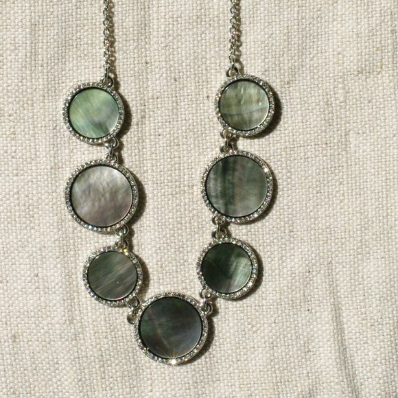 Ann Taylor Factory Abalone + Rhinestone Necklace - Picture 8 of 8